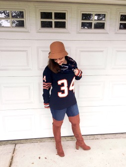 Walter Payton Jersey Sweater, Chicago Bears Infinity Scarf, Massimo Jeans and Bucket Hat, Forever 21 OTK Boots